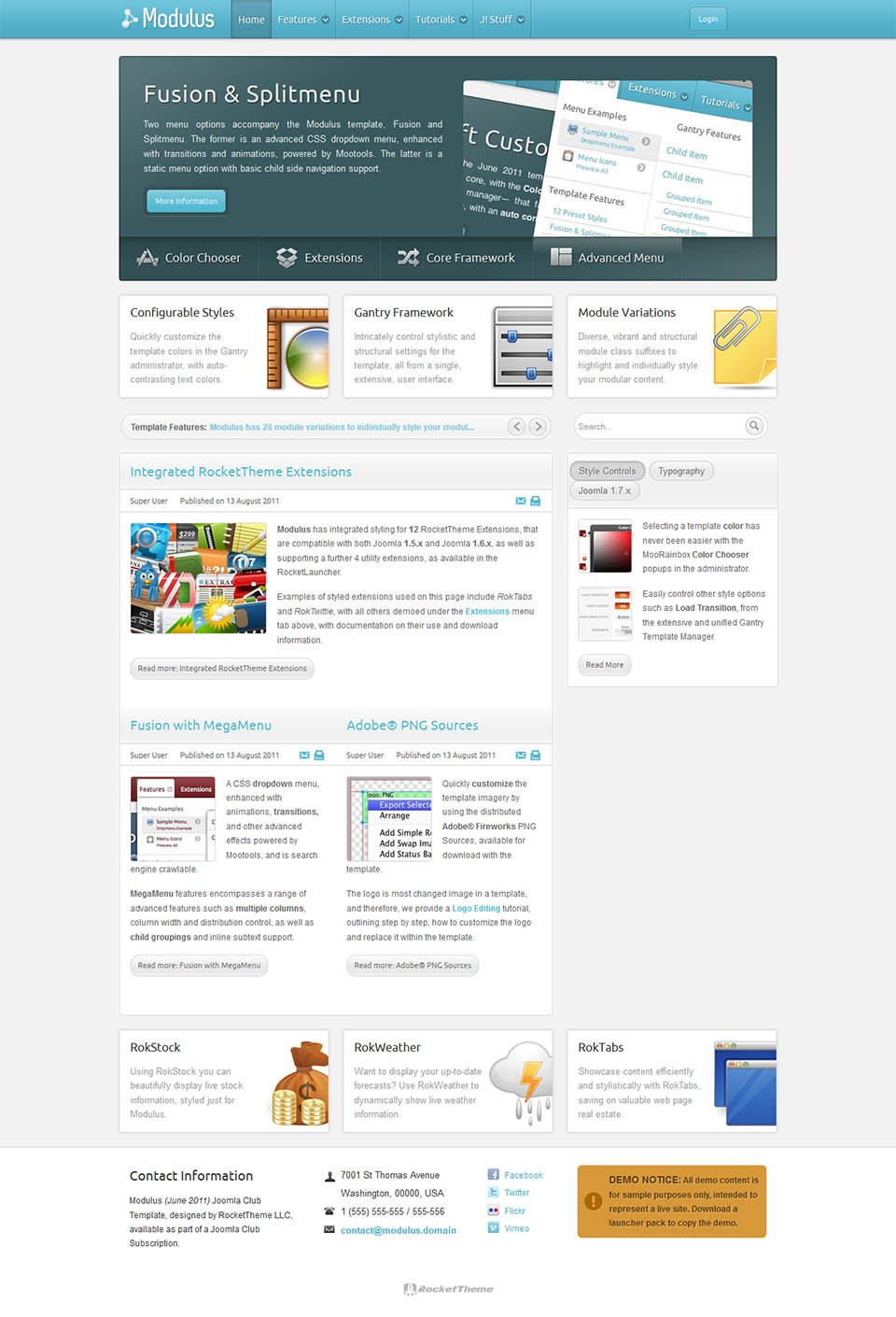 Joomla template RocketTheme Modulus