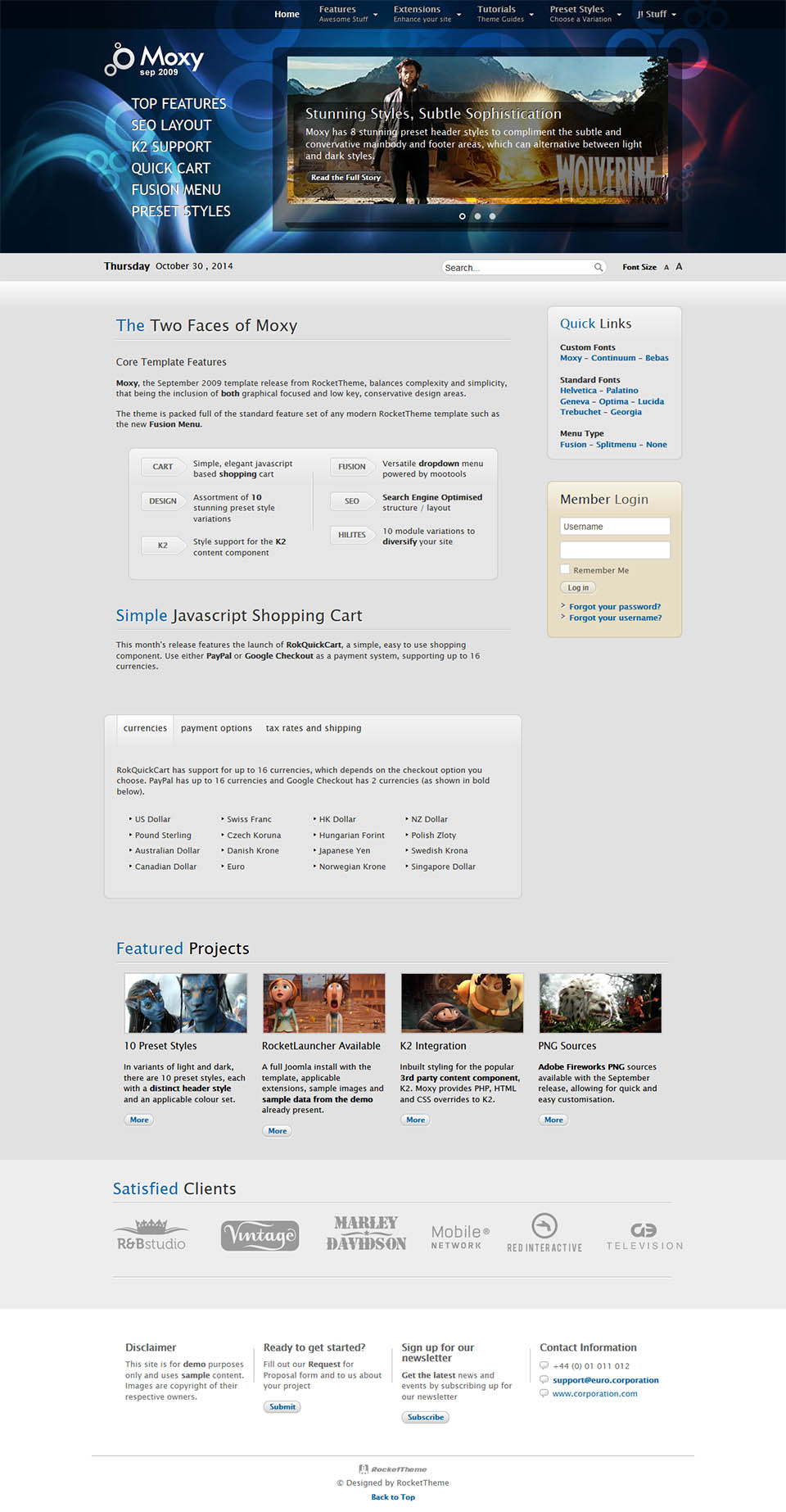 Template RocketTheme Moxy Joomla template RocketTheme Moxy
