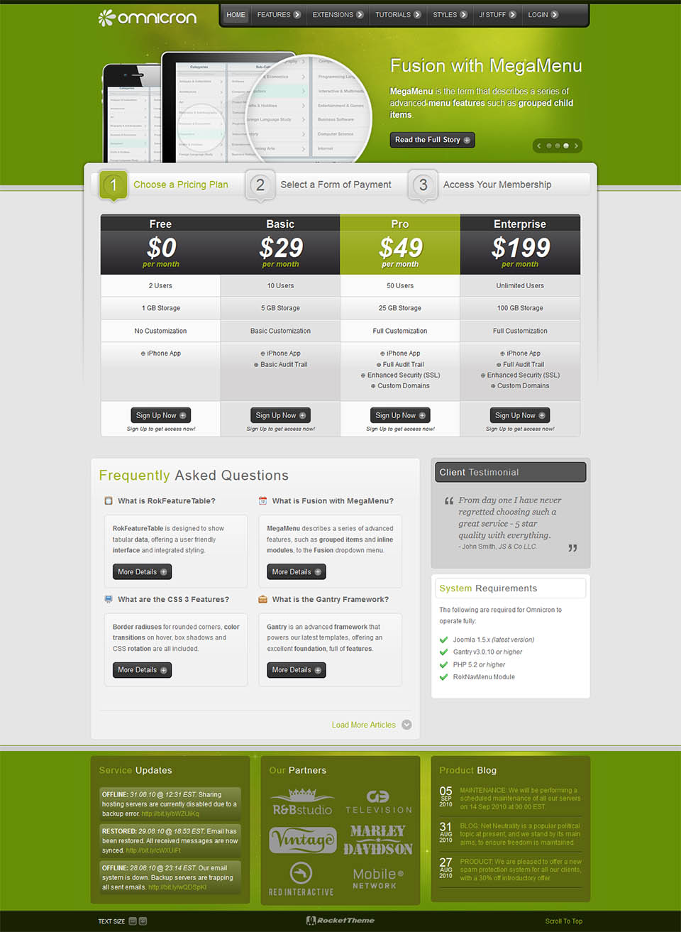 Template RocketTheme Omnicron Joomla template RocketTheme Omnicron