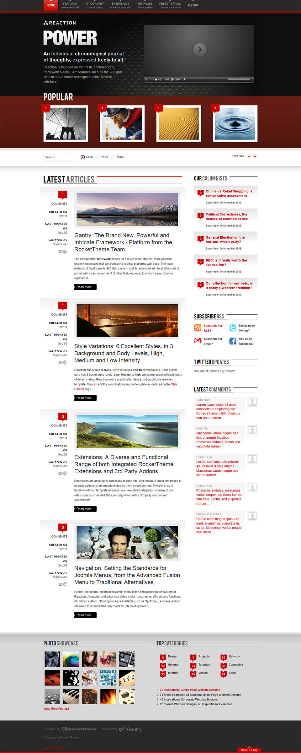 Template RocketTheme Reaction Joomla template RocketTheme Reaction