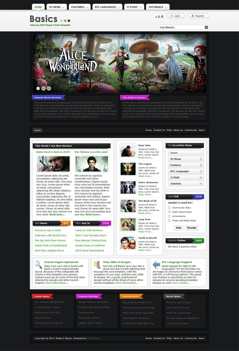 Template Shape5 Basics Joomla template Shape5 Basics