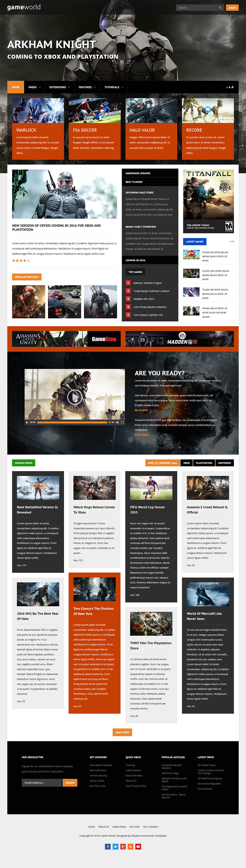 Template Shape5 Game World Joomla template Shape5 Game World