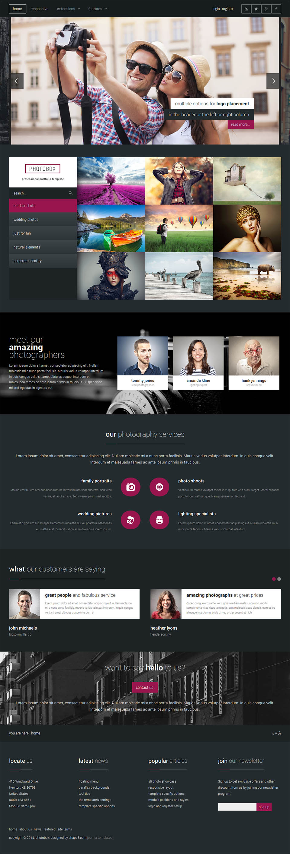 Joomla template Shape5 Photobox