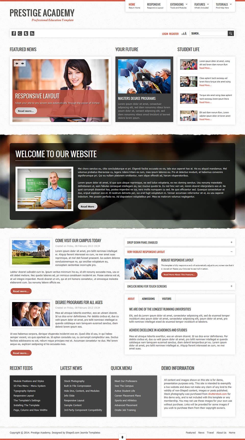 Joomla template Shape5 Prestige Academy