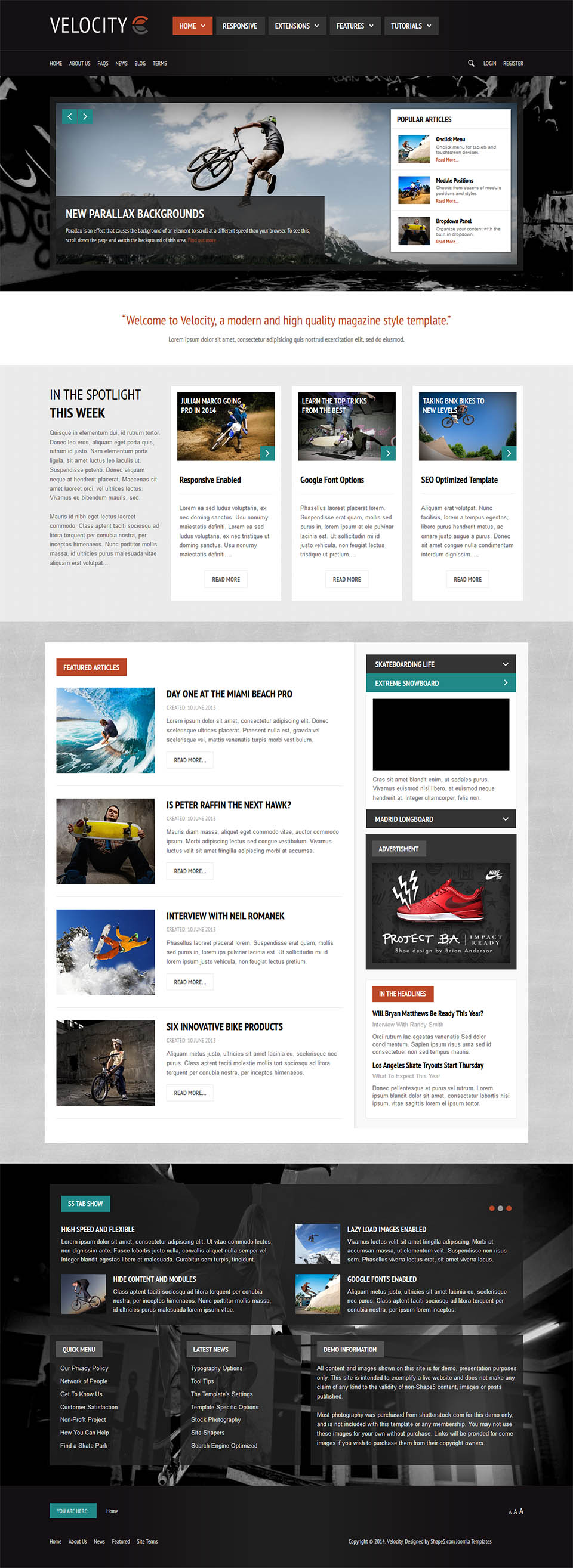 Joomla template Shape5 Velocity