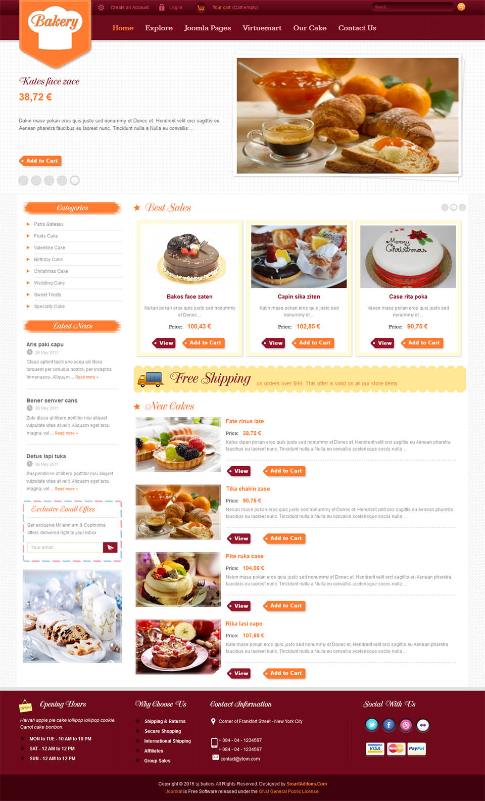 Template SmartAddons Bakery Joomla template SmartAddons Bakery