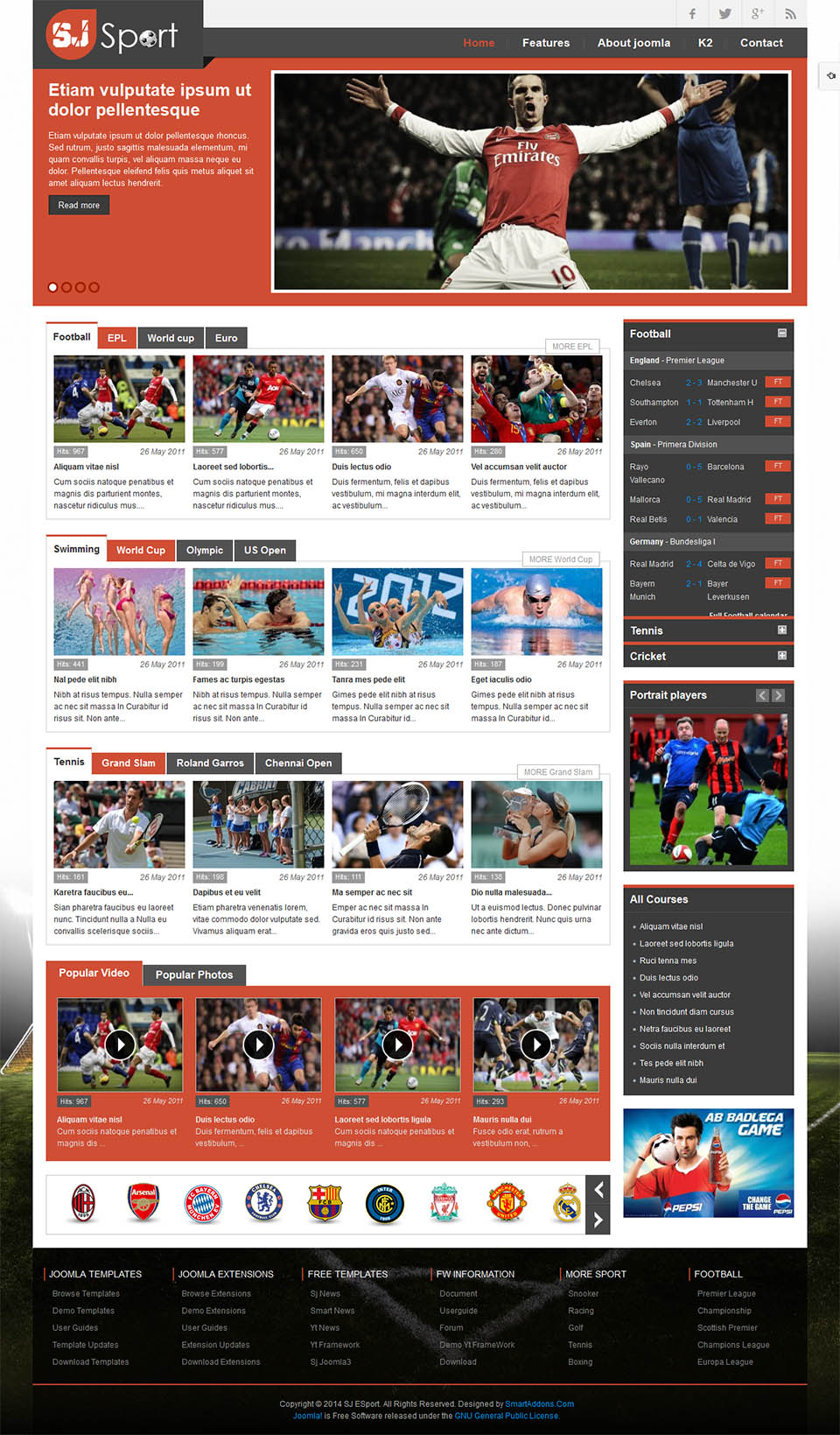 Template SmartAddons eSport Joomla template SmartAddons eSport