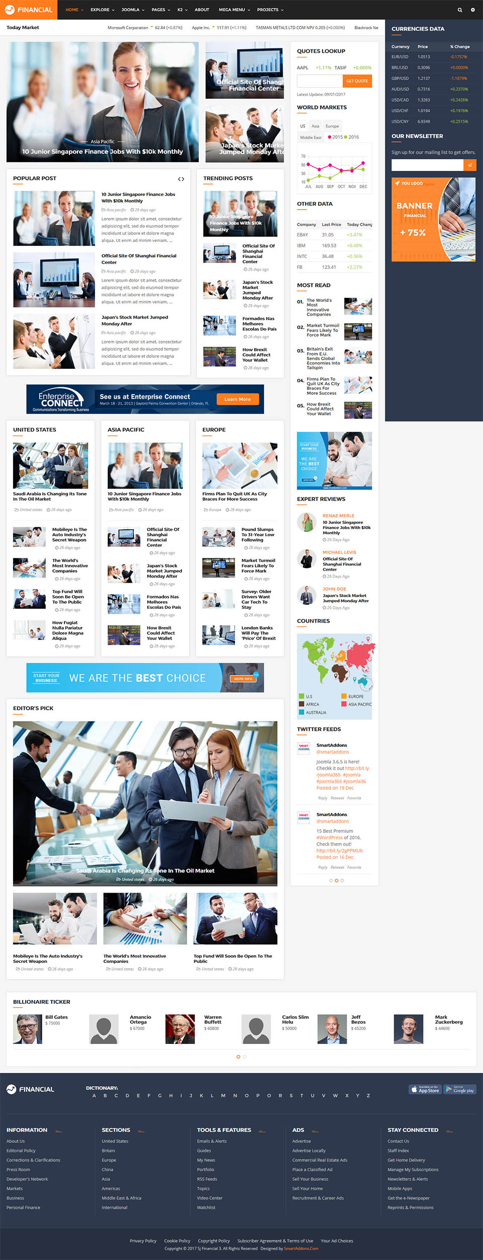 Joomla template SmartAddons Financial III