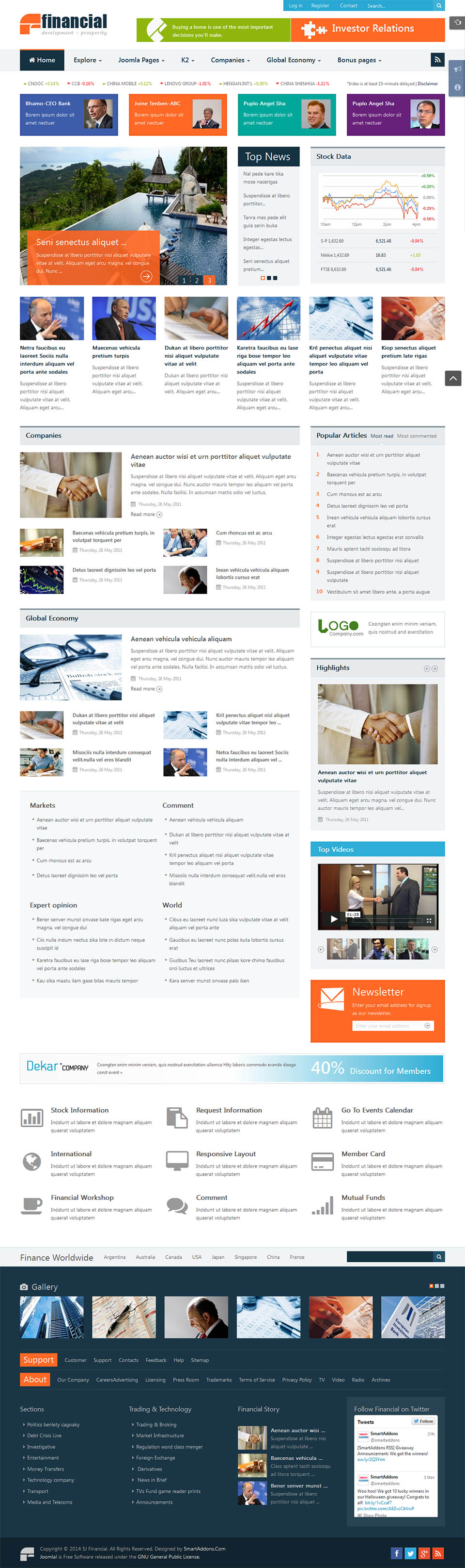 Template SmartAddons Financial Joomla template SmartAddons Financial