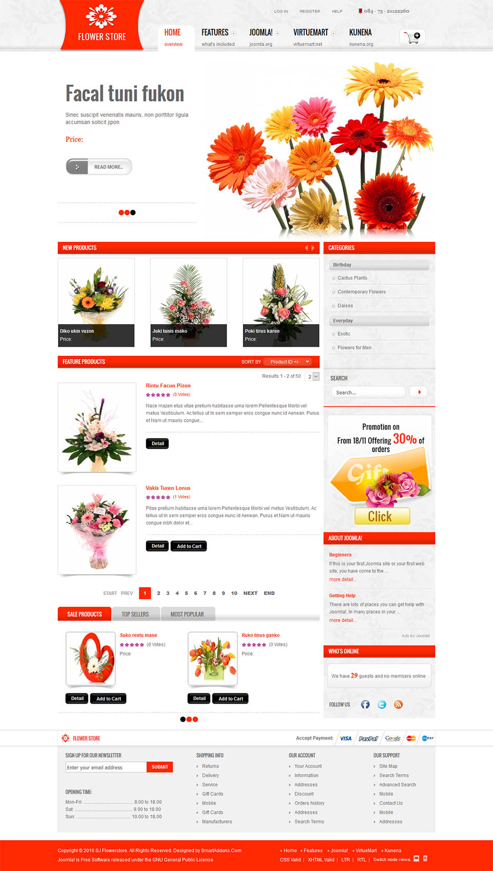 Joomla template SmartAddons Flower Store