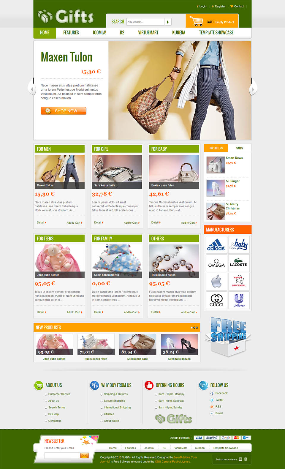 Template SmartAddons Gifts Joomla template SmartAddons Gifts