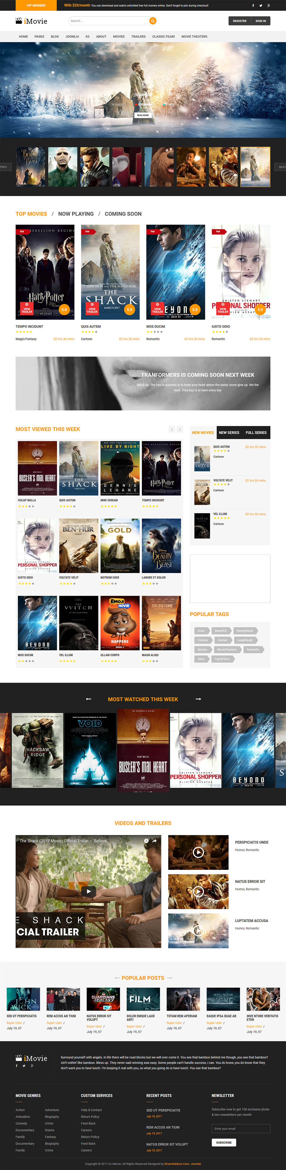 SmartAddons iMovie v3.10 Template movie portal for Joomla