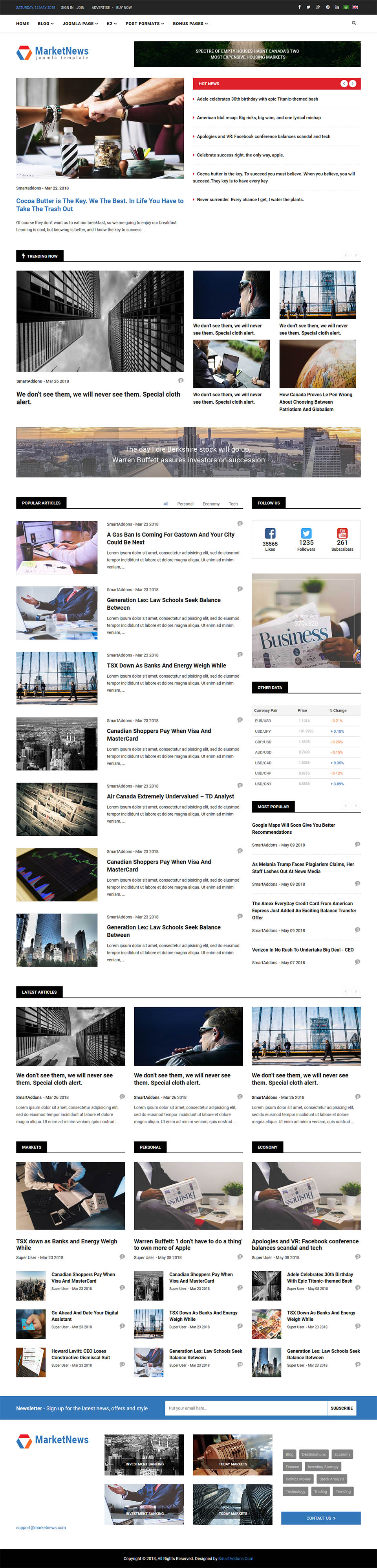 Template SmartAddons MarketNews Joomla template SmartAddons MarketNews