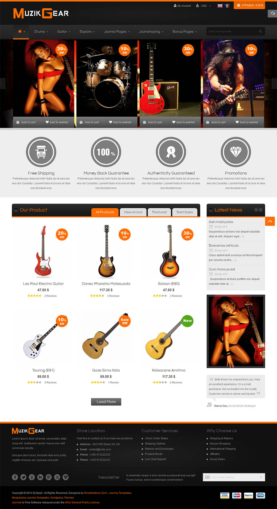 Template SmartAddons Muzik Joomla template SmartAddons Muzik