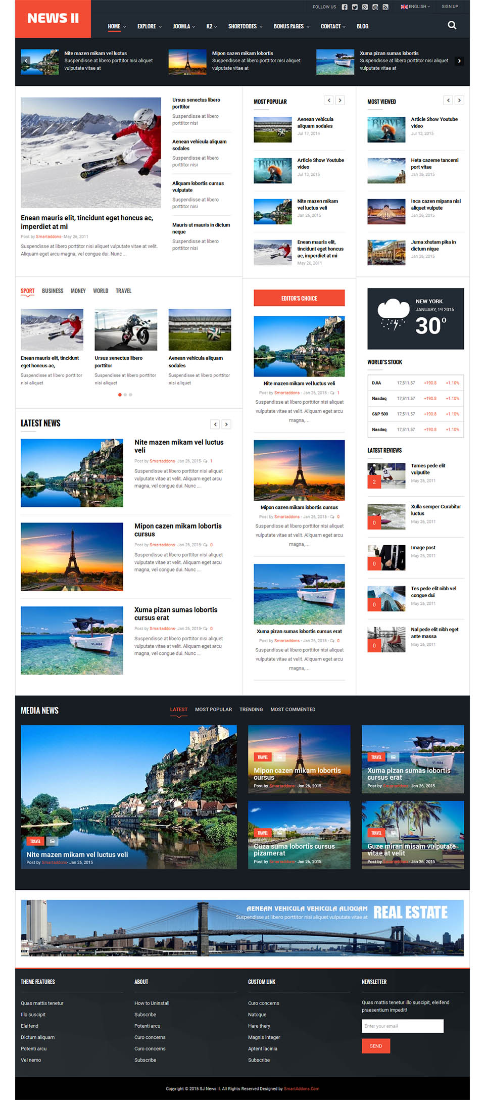Template SmartAddons News II Joomla template SmartAddons News II