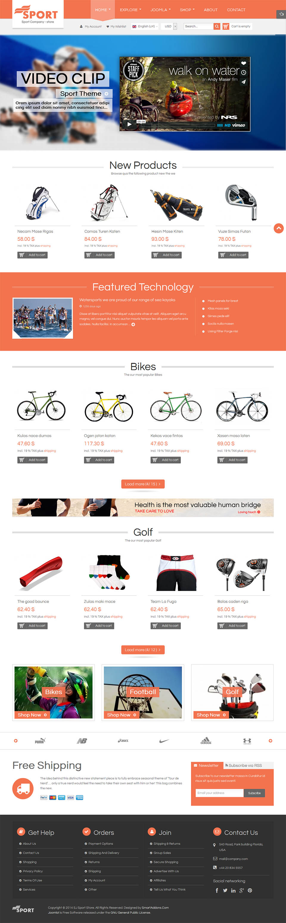 Template SmartAddons Sport Store Joomla template SmartAddons Sport Store