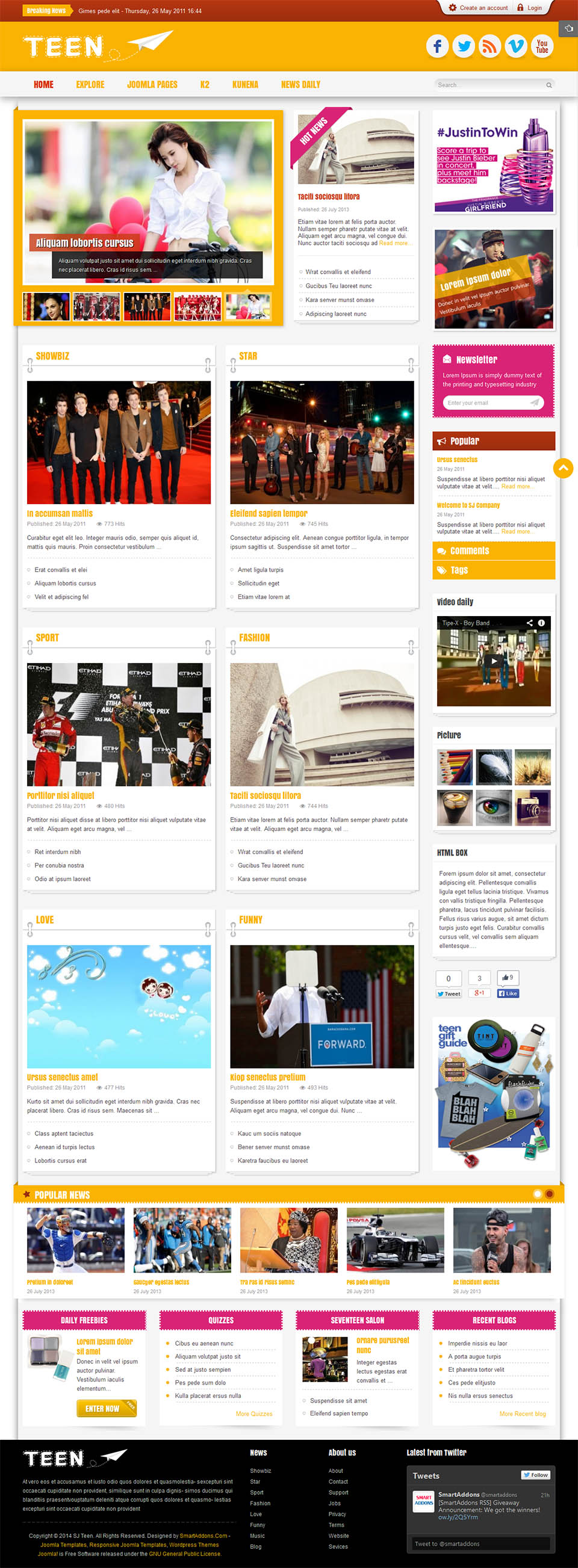 Template SmartAddons Teen Joomla template SmartAddons Teen