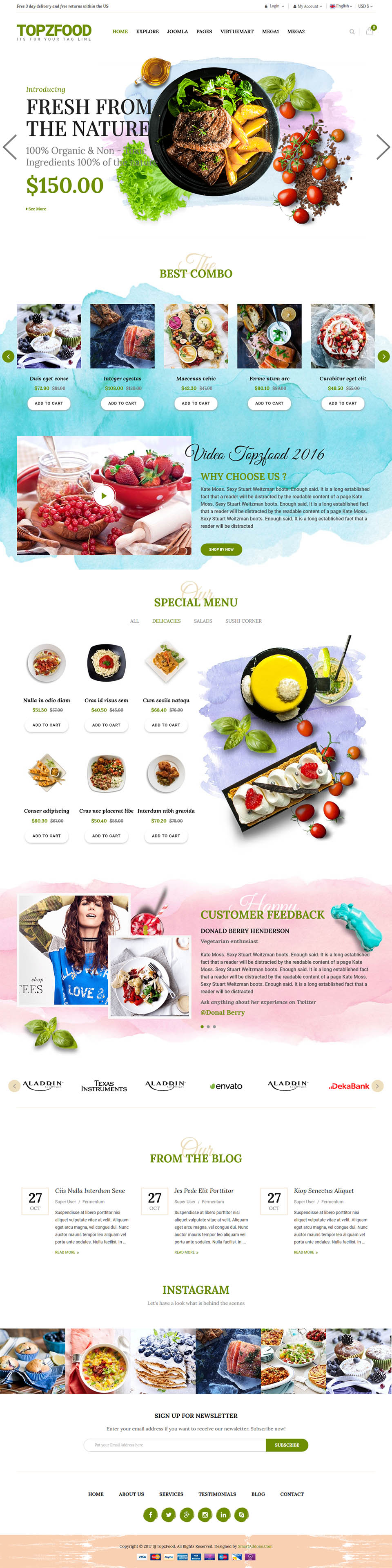Joomla template SmartAddons TopzFood