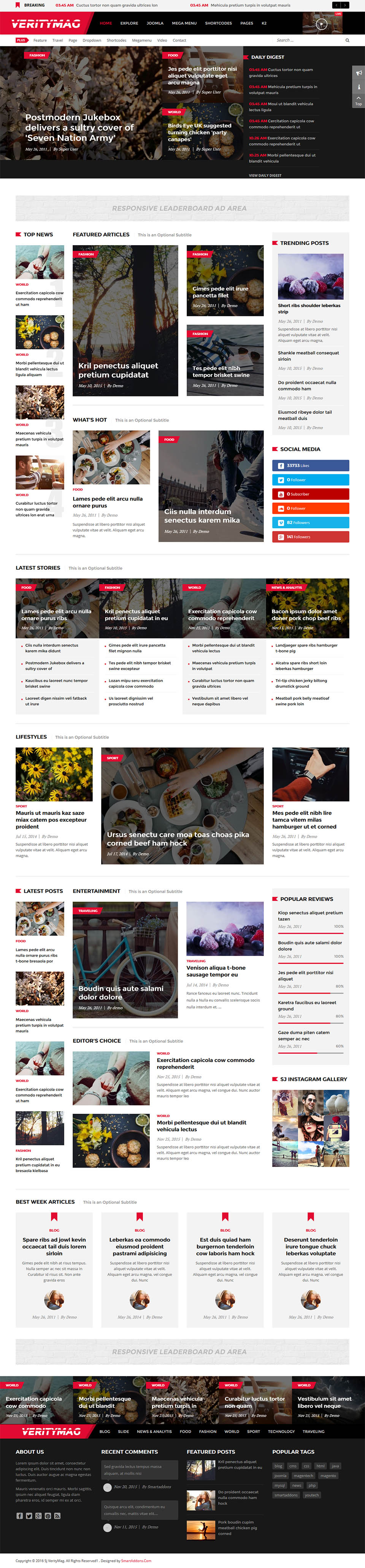 Template SmartAddons VerityMag Joomla template SmartAddons VerityMag