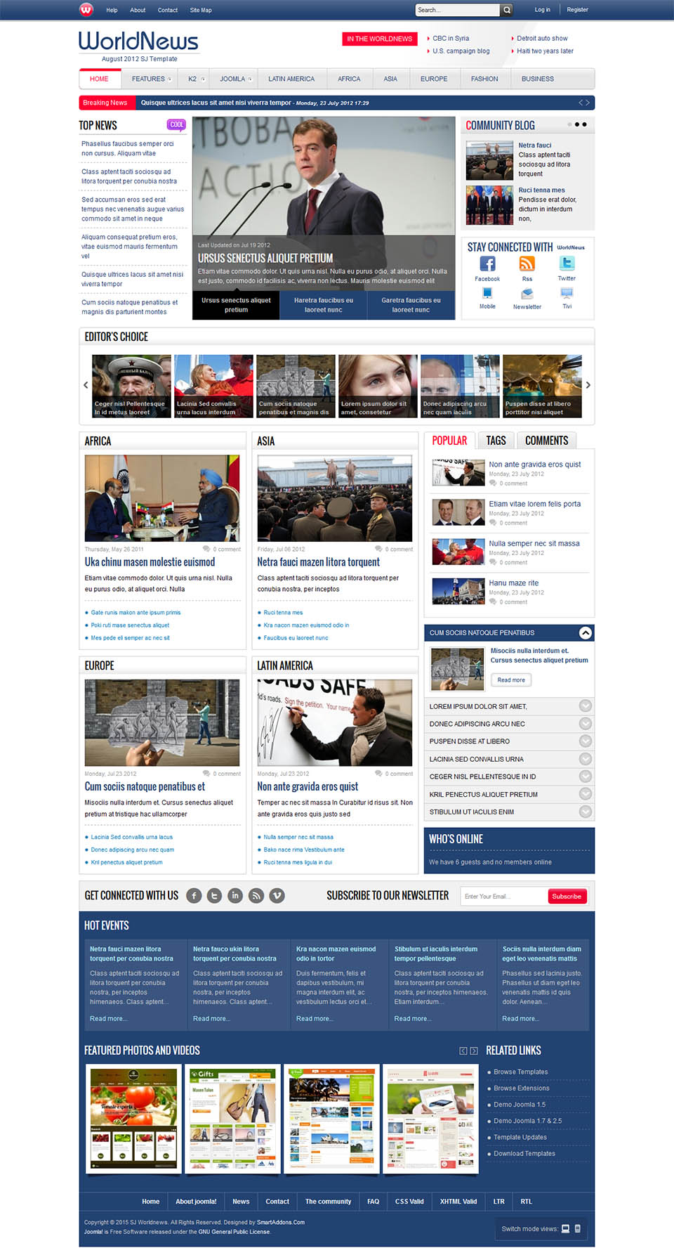 Template SmartAddons WorldNews Joomla template SmartAddons WorldNews
