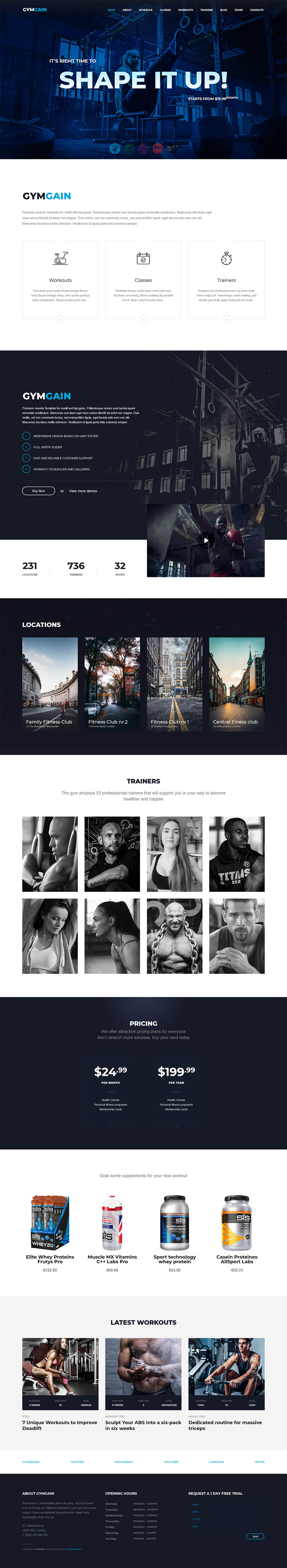 Template ThemeForest GymGain Joomla template ThemeForest GymGain