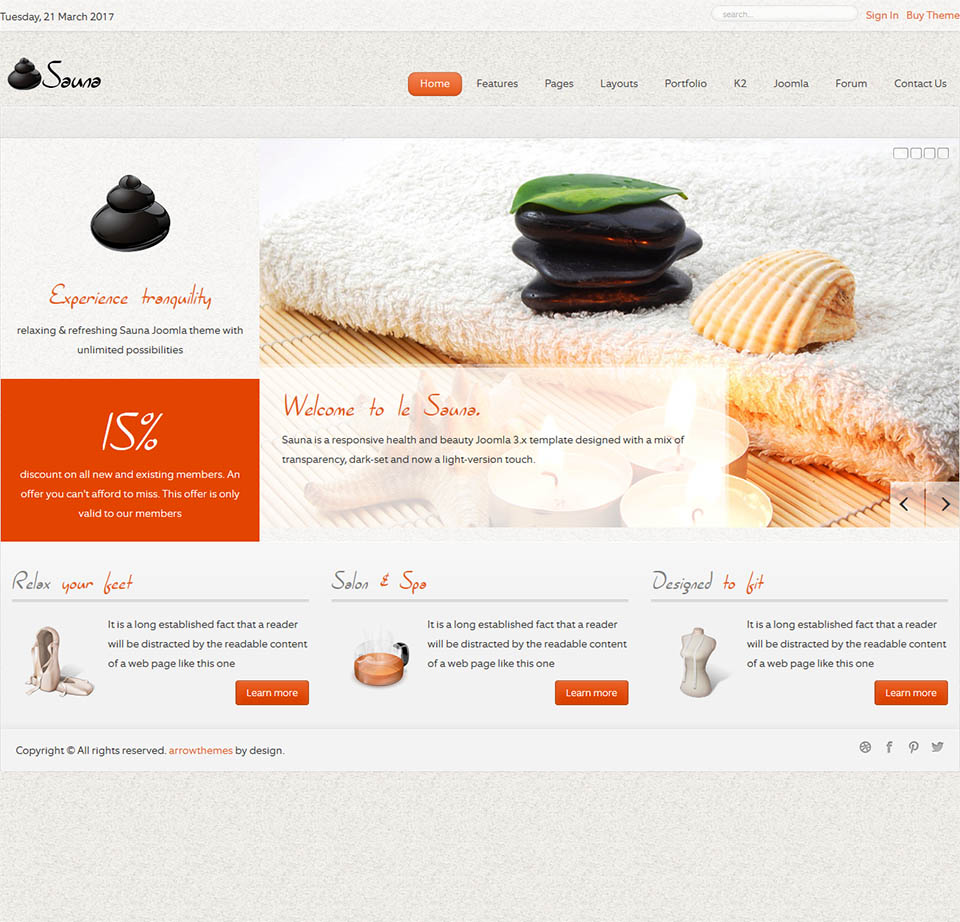 Template ThemeForest Sauna Joomla template ThemeForest Sauna