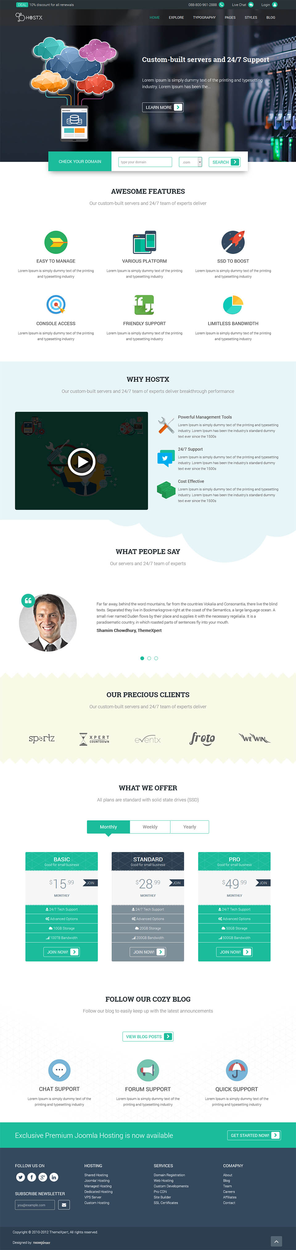 Joomla template ThemeXpert HostX