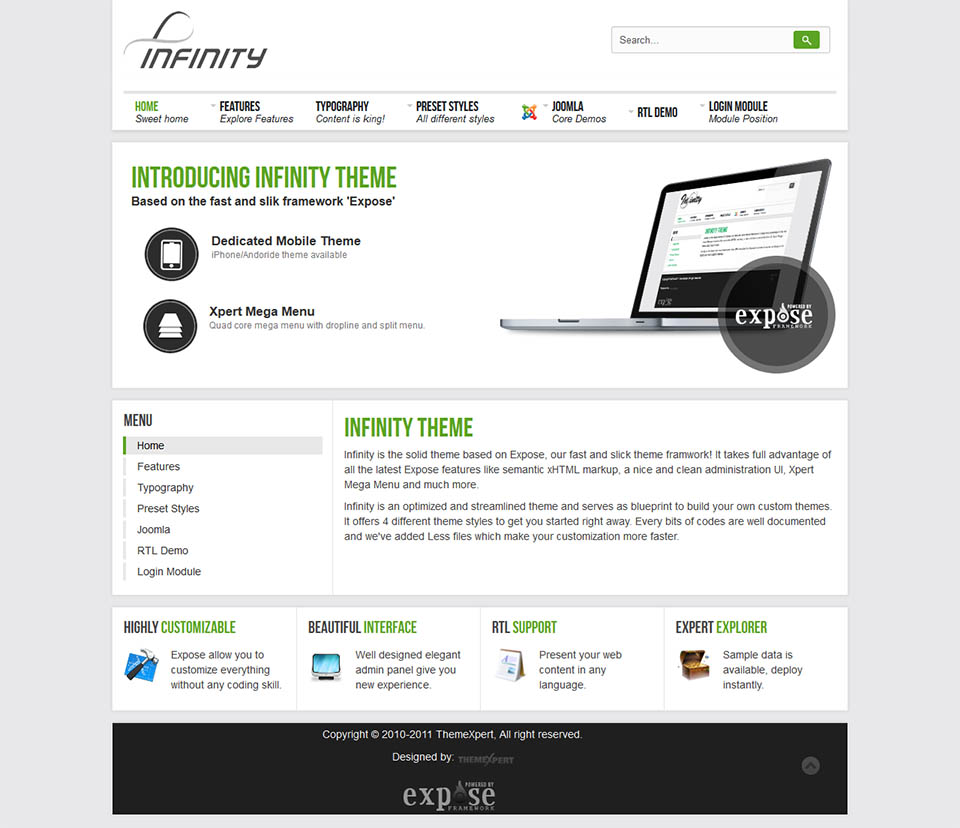 Joomla template ThemeXpert Infinity