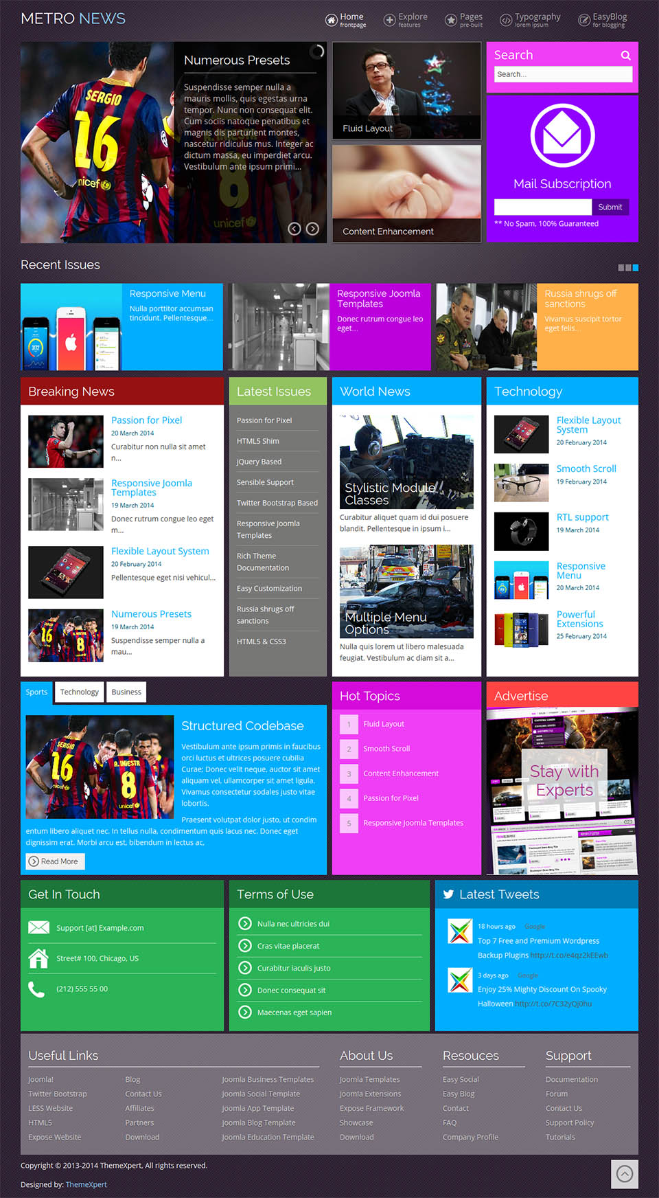 Joomla template ThemeXpert MetroNews