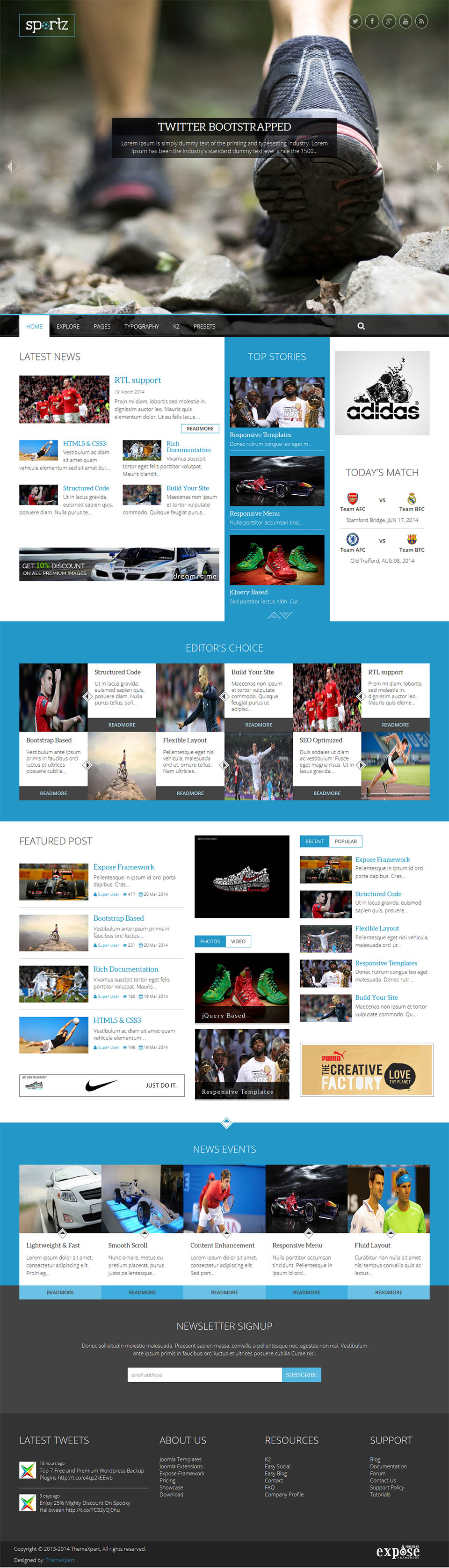 Joomla template ThemeXpert Sportz