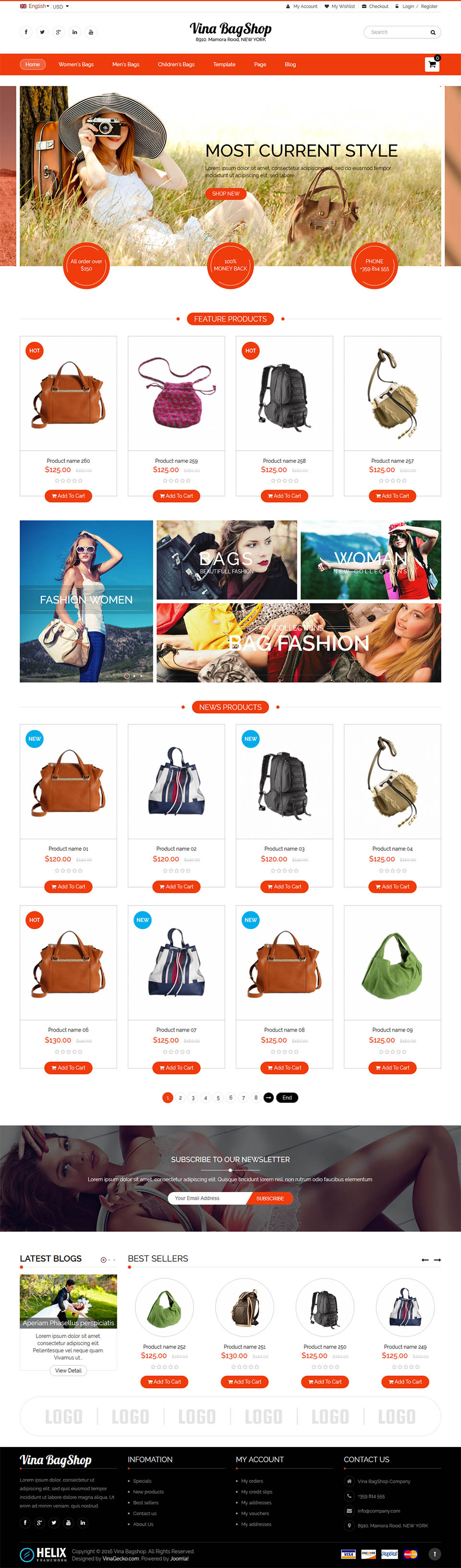 Template VinaGecko Vina BagShop Joomla template VinaGecko Vina BagShop
