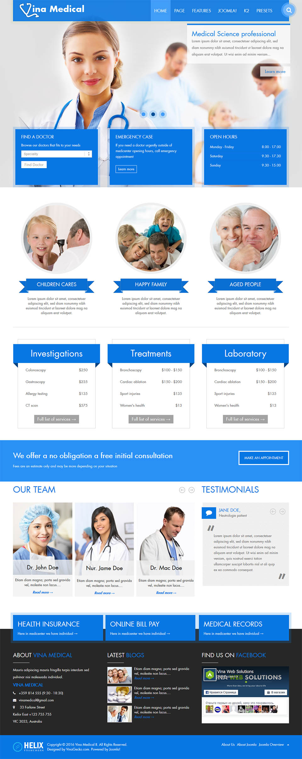 Joomla template VinaGecko Vina Medical II