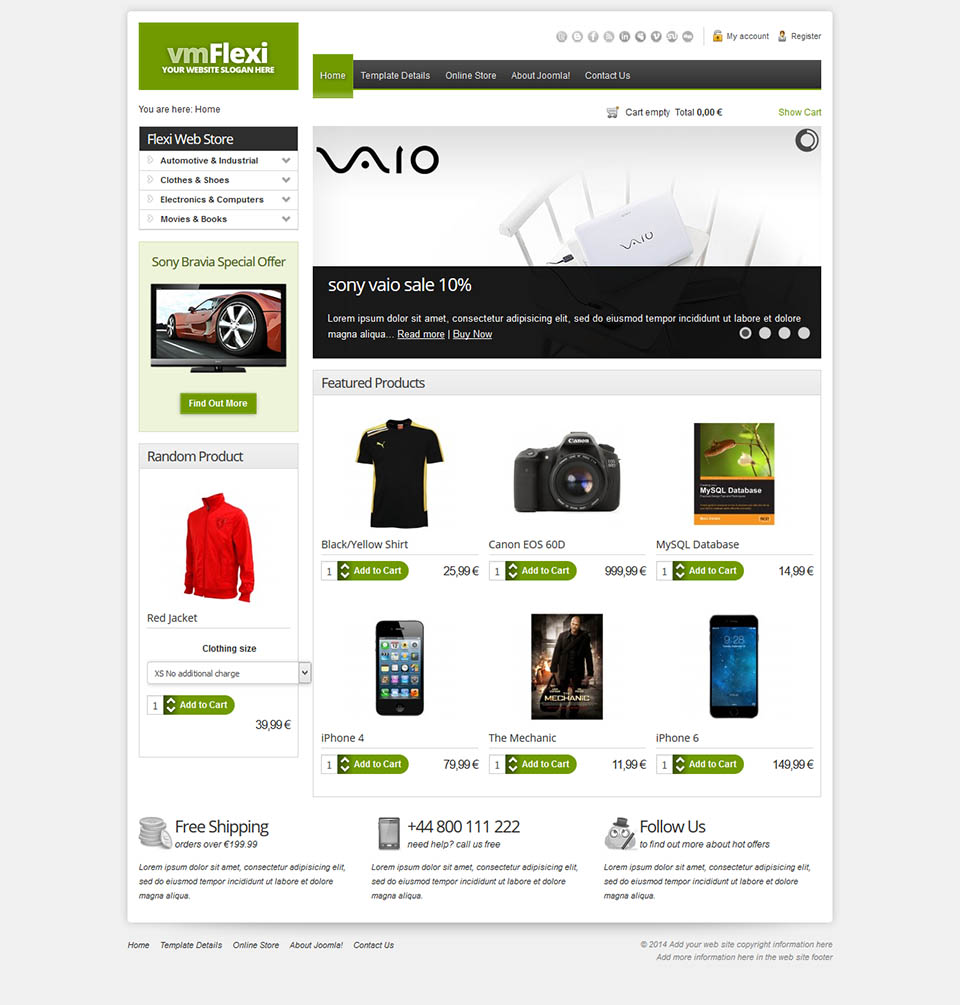 Joomla template VirtuemartTemplates Flexi