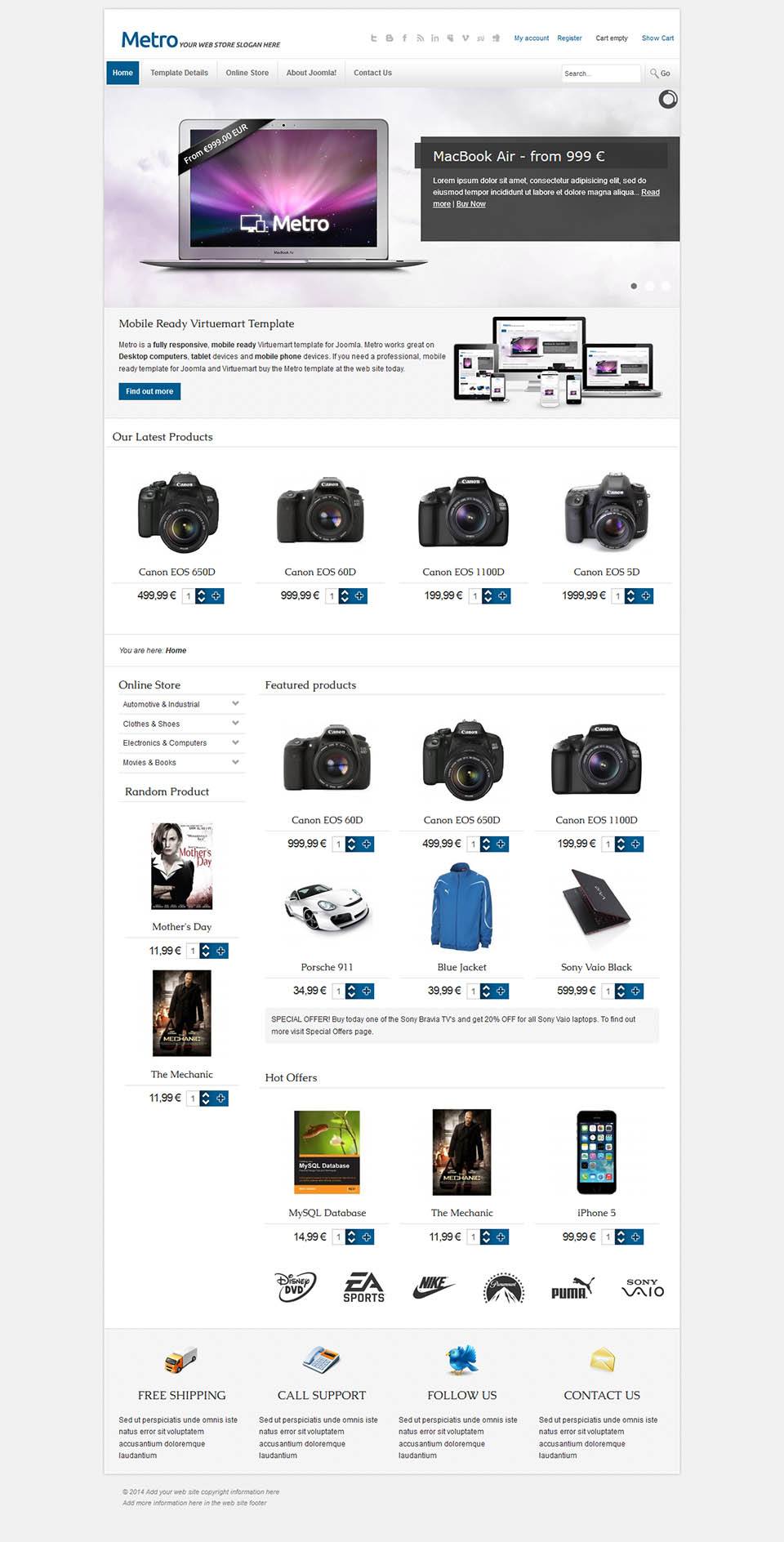Template VirtuemartTemplates Metro Joomla template VirtuemartTemplates Metro