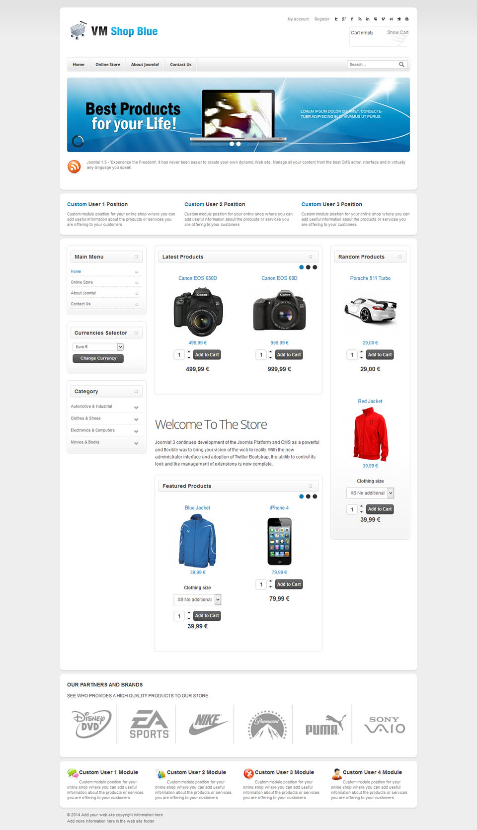 Template VirtuemartTemplates Shop Blue Joomla template VirtuemartTemplates Shop Blue