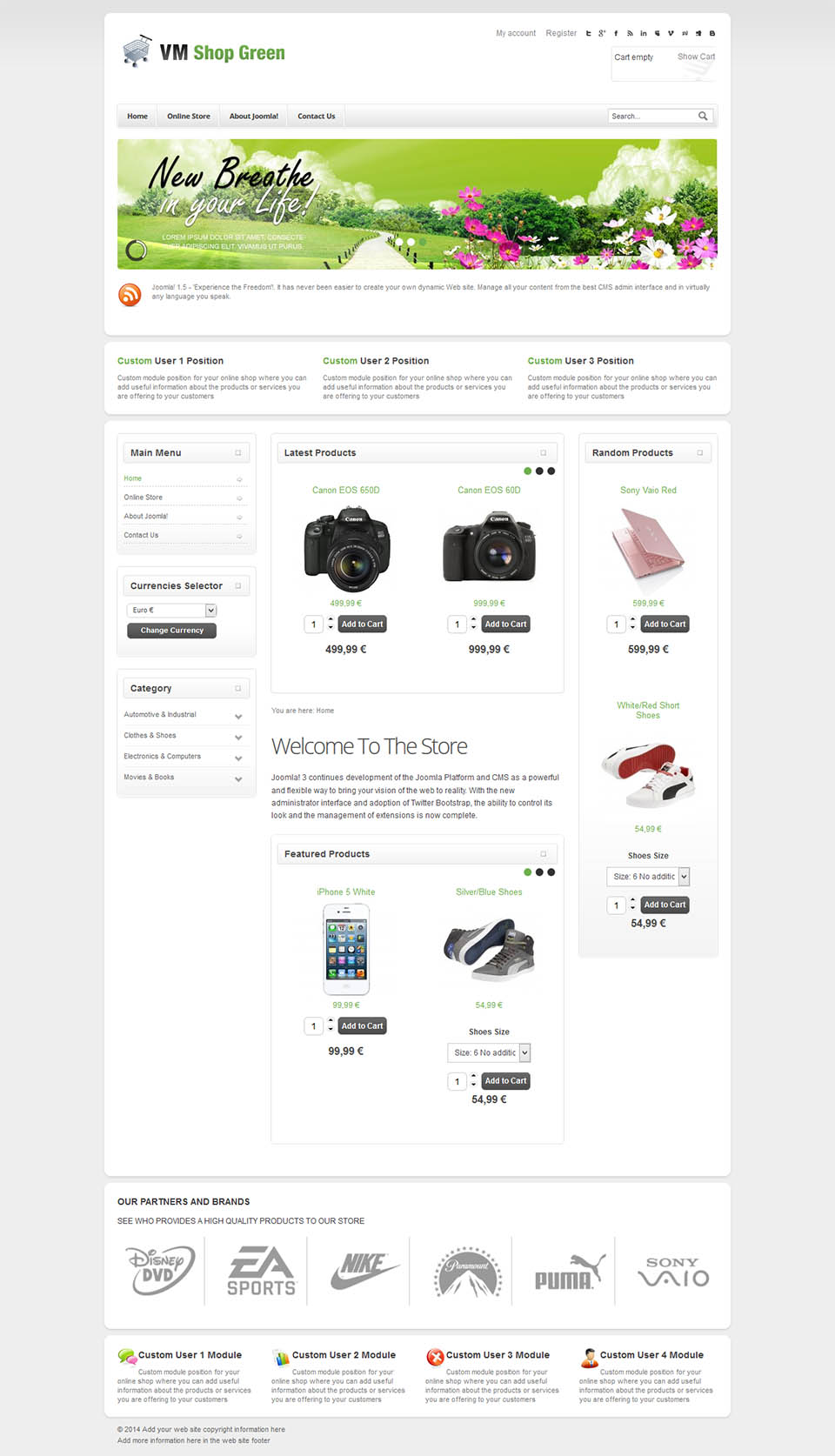 Template VirtuemartTemplates Shop Green Joomla template VirtuemartTemplates Shop Green
