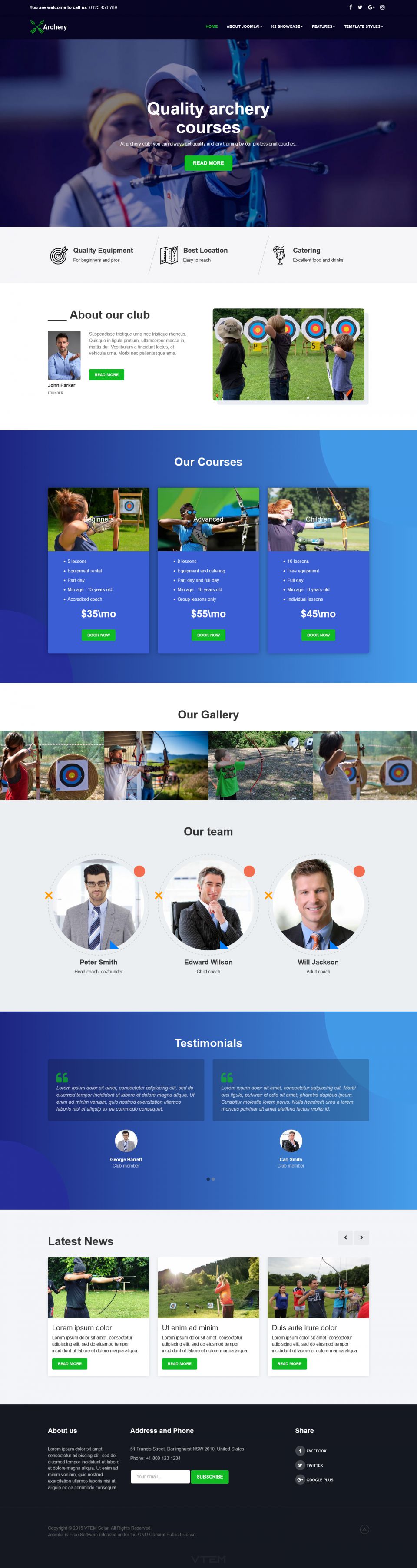 Template Vtem Archery Joomla template Vtem Archery