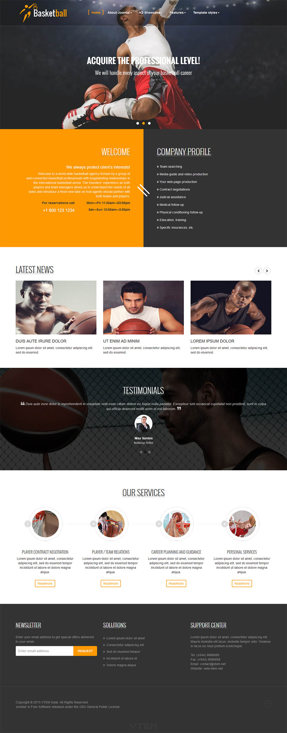 Template Vtem Basketball Joomla template Vtem Basketball