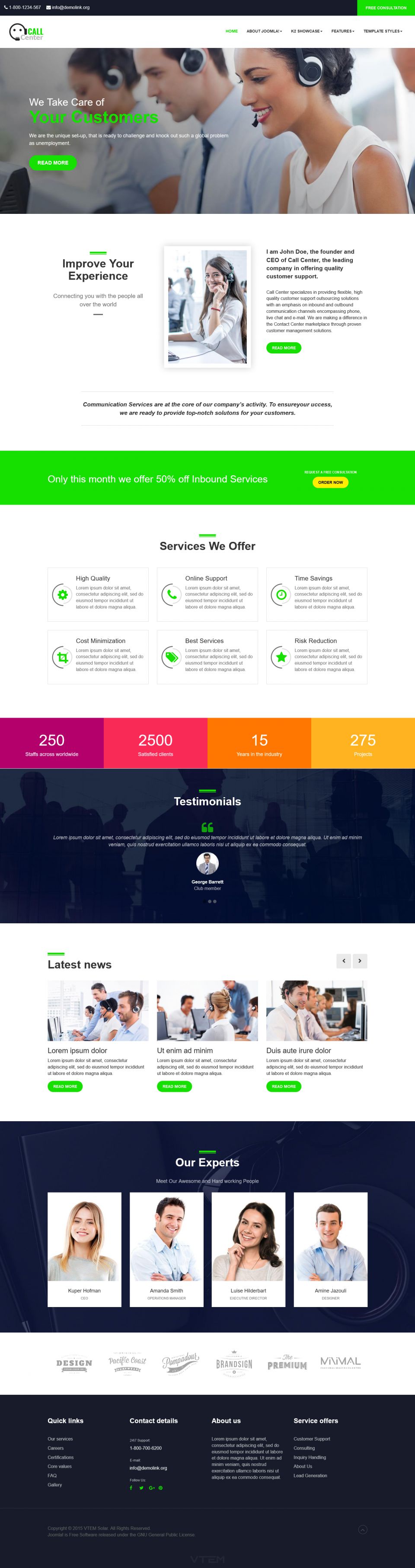 Template Vtem CallCenter Joomla template Vtem CallCenter