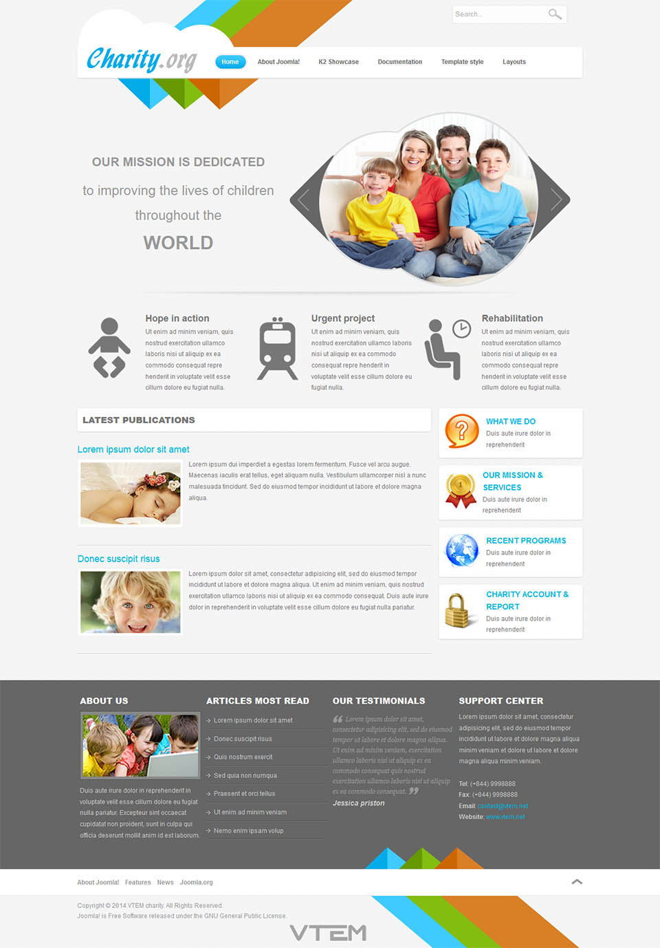 Joomla template Vtem Charity