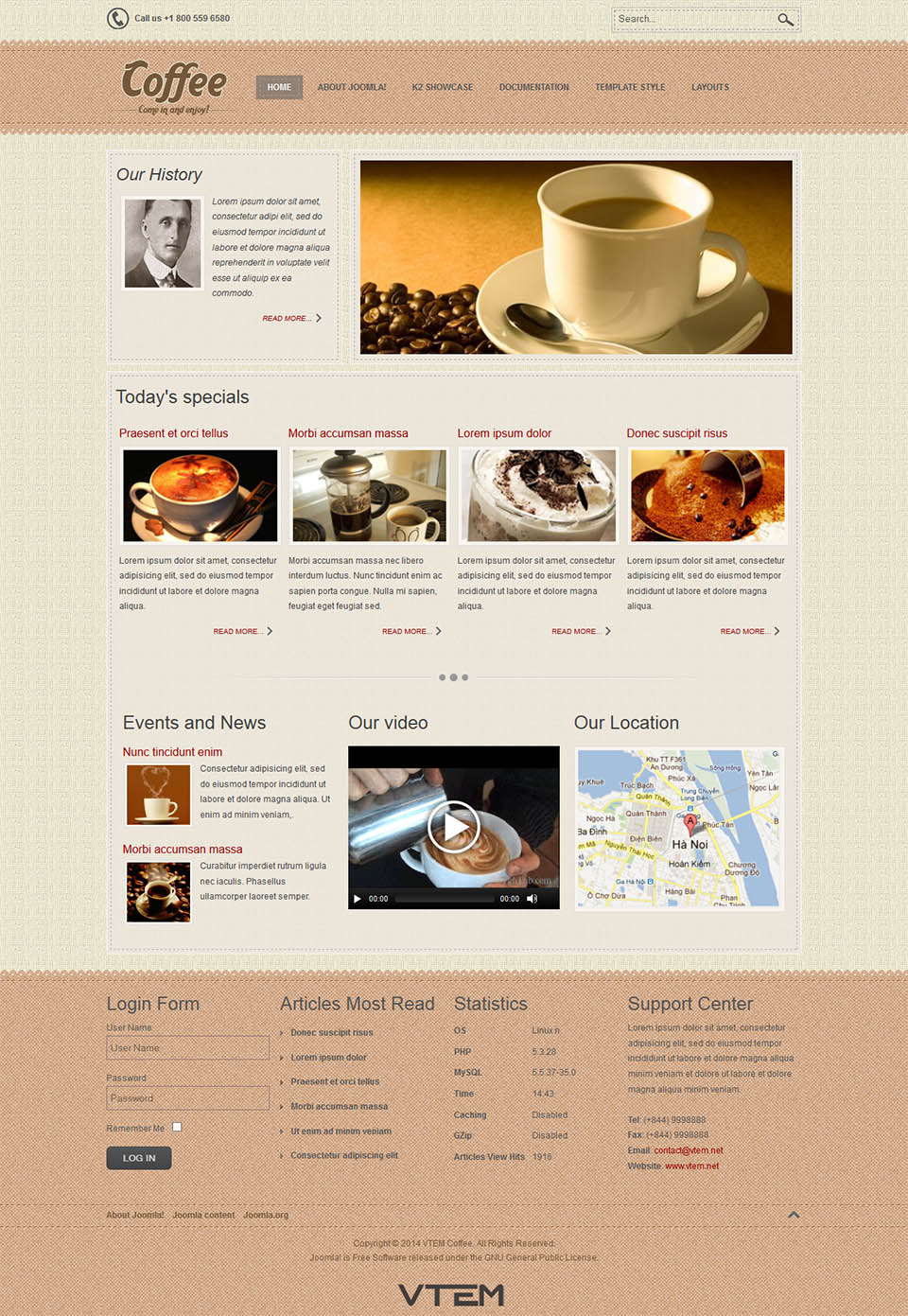 Template Vtem Coffee Joomla template Vtem Coffee