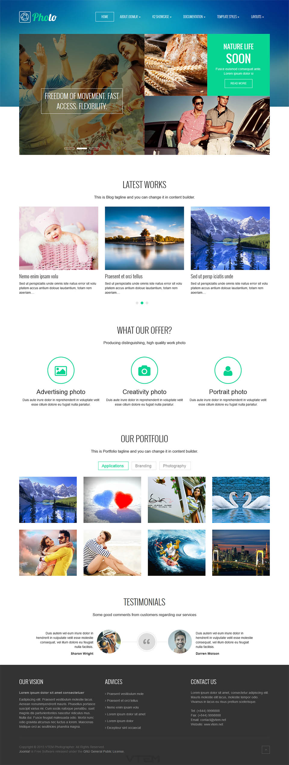 Joomla template Vtem Photographer