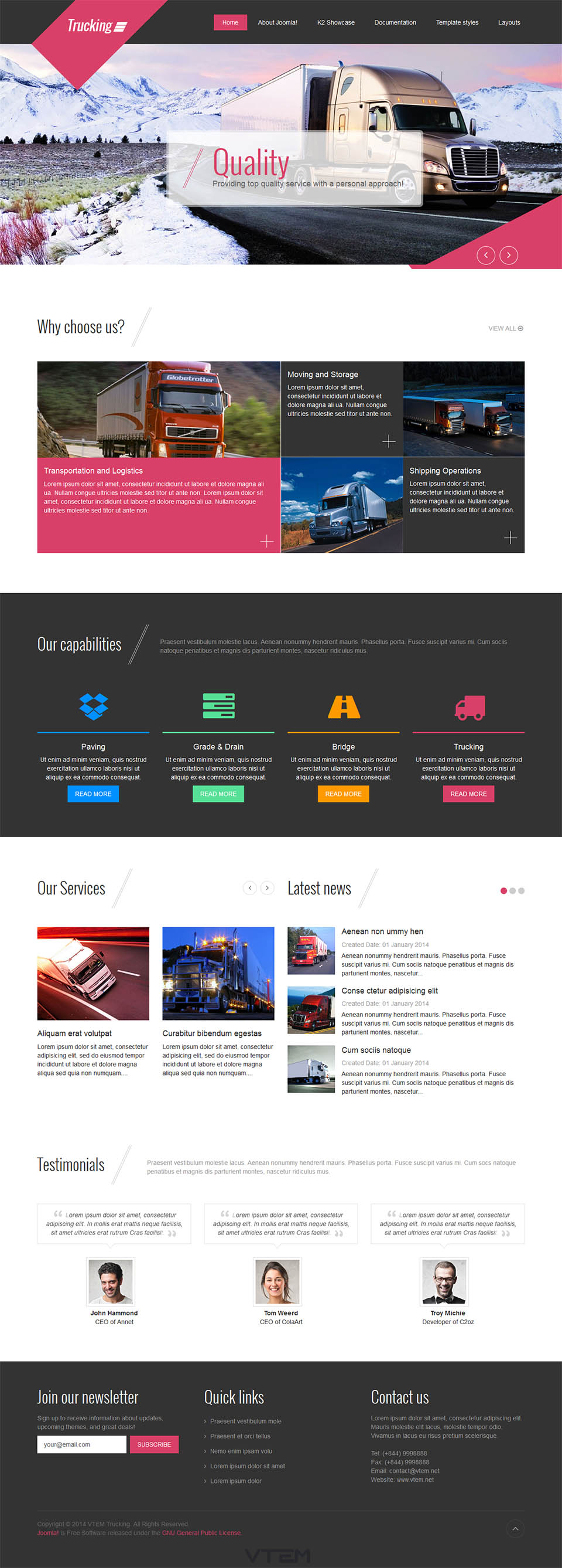 Template Vtem Trucking Joomla template Vtem Trucking