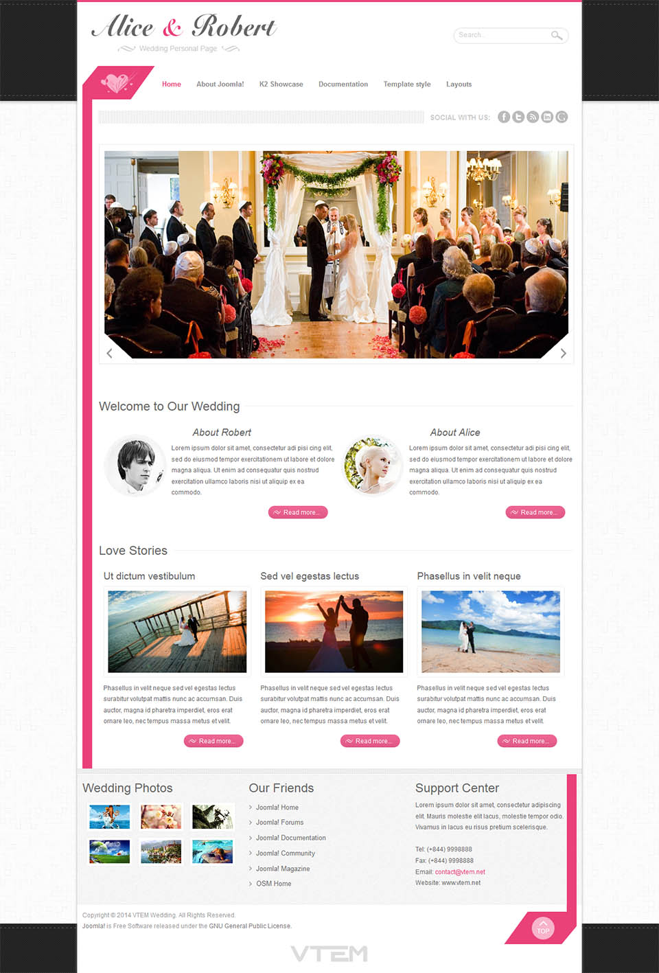 Template Vtem Wedding Joomla template Vtem Wedding