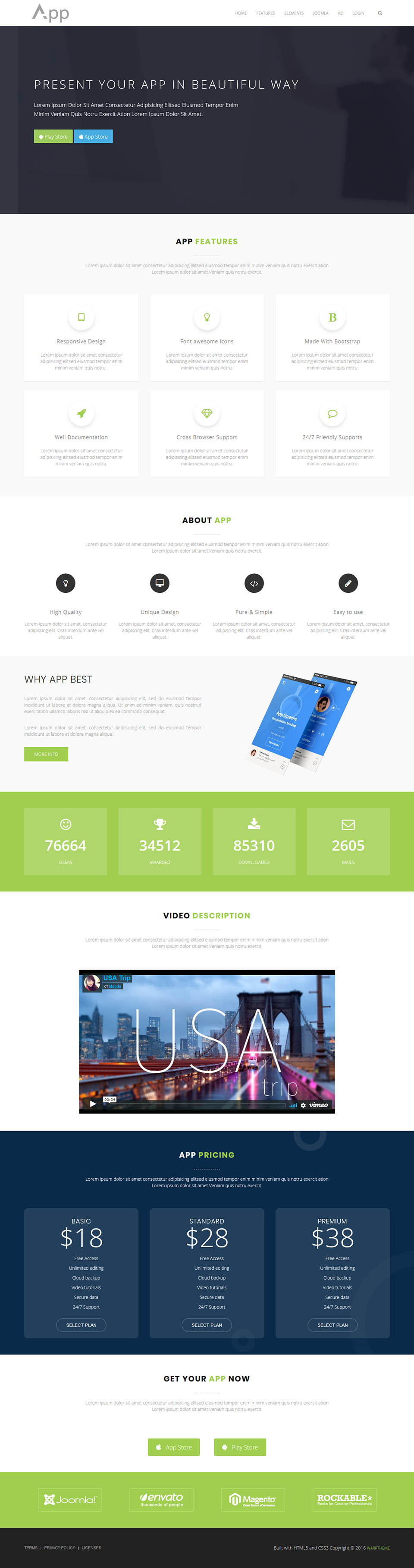 Template WarpTheme APP Pro Joomla template WarpTheme APP Pro