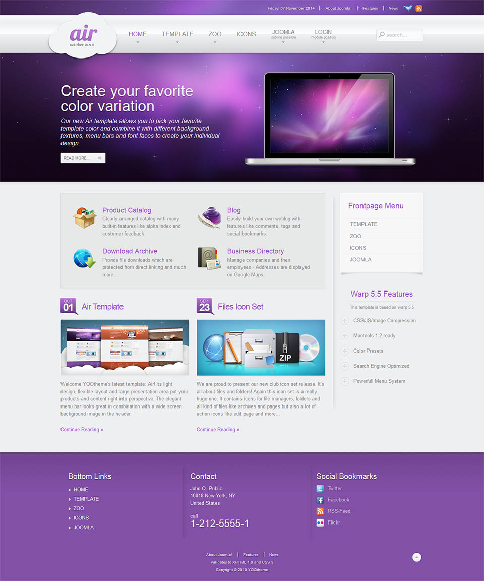 Template YOOtheme Air Joomla template YOOtheme Air