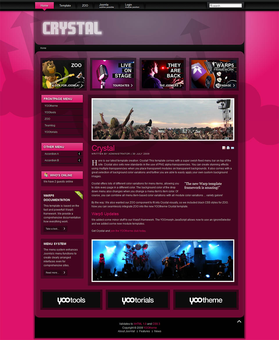 Template YOOtheme Crystal Joomla template YOOtheme Crystal