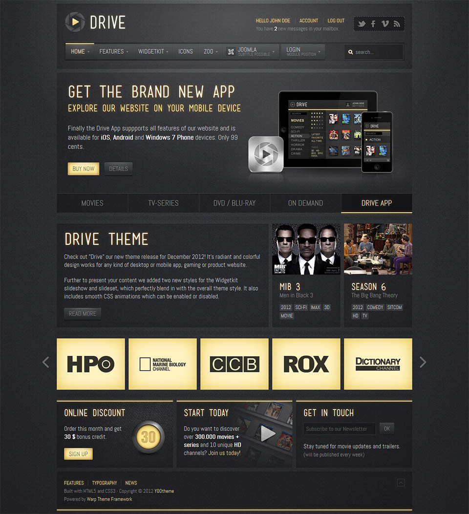 Template YOOtheme Drive Joomla template YOOtheme Drive