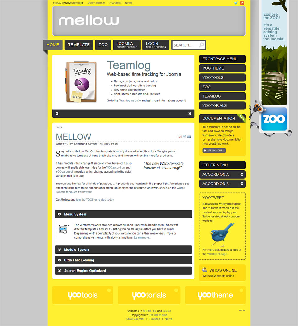 Template YOOtheme Mellow Joomla template YOOtheme Mellow