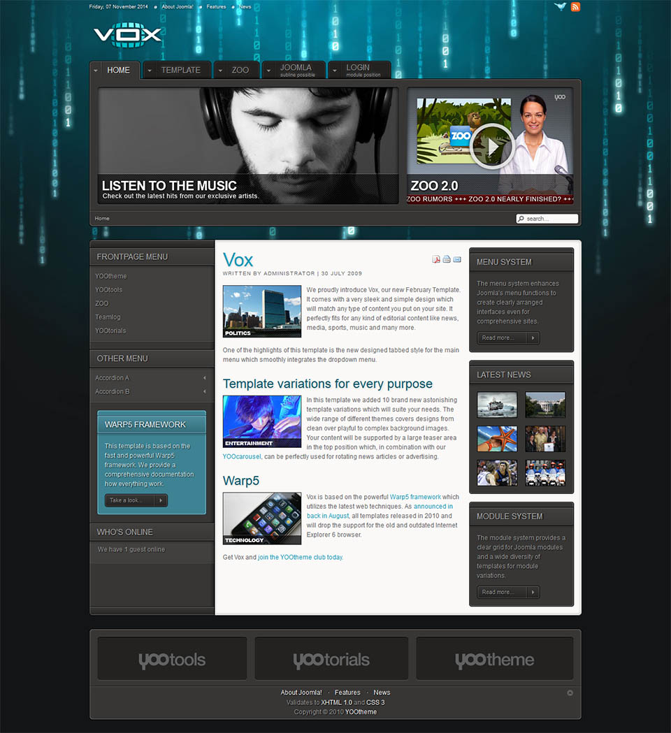Template YOOtheme Vox Joomla template YOOtheme Vox